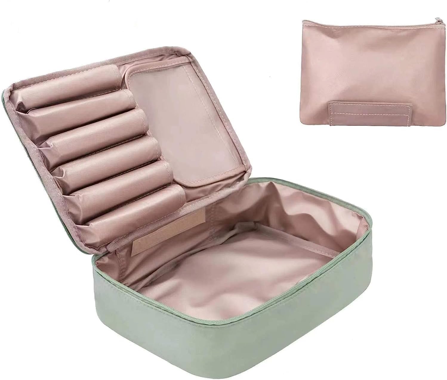 Travel Cosmetic Bag, Large Capacity Cosmetic Organiser for Women, Waterproof Portable Bag,with handleTravel Cosmetic Bag, Cosmetic and Toiletry Bag for Women and Girls (Green)