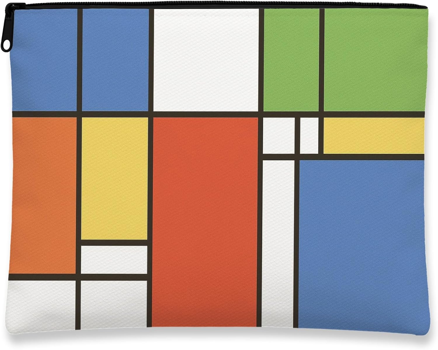 Geometric Makeup Bag, Colorful Abstract Cosmetic Travel Pouch for Women, Portable Small Canvas Zipper Organizer, for Festivals and Everyday Use 7x9 Inch